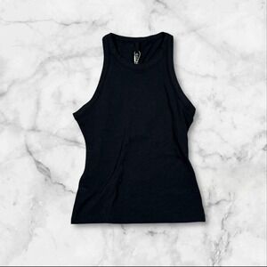 NWT SKIMS Cotton Jersey High Neck Tank Black Soot Size Small Style TP-TNK-5516W